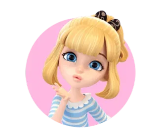 😚 96ce53bf cartone animato, ragazza, bacio, occhi azzurri, bionda, personaggio telegram sticker