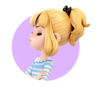 😠 a0e90da3 ragazza cartoon, broncio, capelli biondi, illustrazione, personaggio telegram sticker