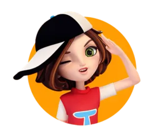 😉 adedfdde cartone animato, ragazza, cappello, occhiolino, saluto, animazione telegram sticker