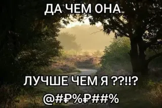 🌟 33014cee ДА ЧЕМ ОНА
ЛУЧШЕ ЧЕМ Я ??!!?
@#P%P##% russisch, beledigend, vraag, vergelijking telegram sticker