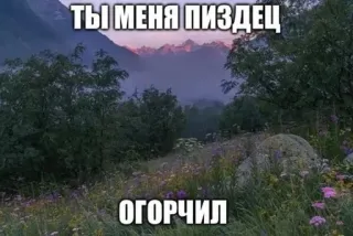 🌟 baff6432 ТЫ МЕНЯ ПИЗДЕЦ
ОГОРЧИЛ landschap, bergen, natuur, russisch, vloeken telegram sticker