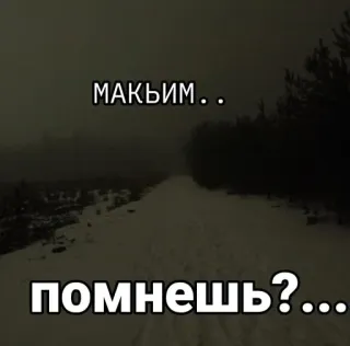 🌟 ee649984 МАКЪИМ..
помнешь?... russisch, tekst, donker, mist, weg, winter telegram sticker