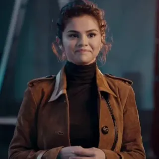 👜 6cff9742 Selena Gomez セレーナ・ゴメス, 女優, 歌手, セレブ, 茶色のジャケット, ブルネット telegram sticker