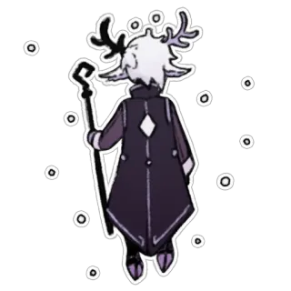 🌅 55fdc99b character, antlers, magic, staff, white, fantasy telegram sticker