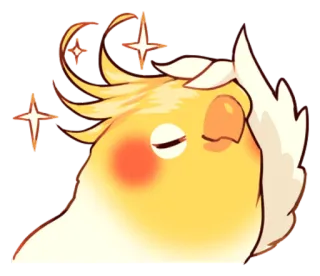 😝 015e78b9 นกค็อกคาเทล, นก, เวียนหัว, ดาว, การ์ตูน, สัตว์, สีเหลือง telegram sticker