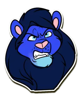 😠 75b6d5d1 lion, bleu, dessin animé, animal, mammifère, félin telegram sticker