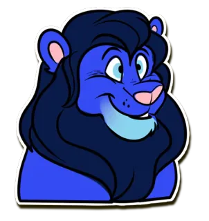 😄 9607d957 lion, dessin animé, bleu, animal, mammifère, poilu telegram sticker
