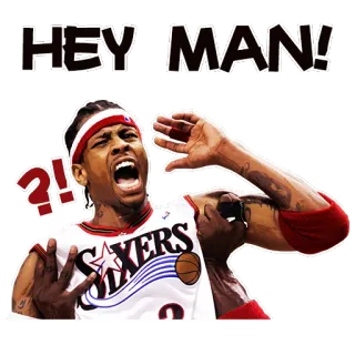 😡 75c169cd Allen Iverson HEY MAN! 艾伦·艾弗森, 篮球, NBA, 费城76人, 运动员 whatsapp sticker
