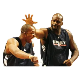 😆 a3fd5a54 篮球, 体育, 沙奎尔·奥尼尔, 运动员, 击掌, 庆祝, 球队, NBA whatsapp sticker