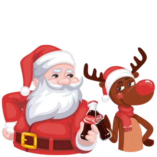 😏 8ea8b01f Santa Claus Père Noël, renne, Noël, Coca-Cola, fêtes, festif telegram sticker