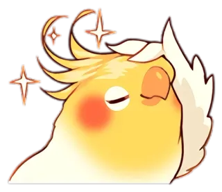 😎 3158ba3b valkparkiet, vogel, cartoon, uitgeput, glitters, duizelig telegram sticker