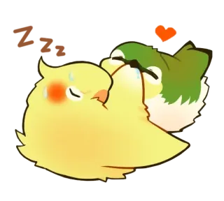 😴 93ba91ea Henlo vogels, schattig, dieren, liefde, hart, cartoon, papegaai telegram sticker