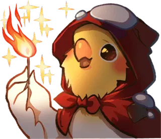 🔥 27d1c9ad vogel, kuiken, vuur, schattig, glitter, roodkapje telegram sticker