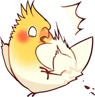 😱 caa96e74 vogel, valkparkiet, schattig, dier, geel, cartoon, kawaii telegram sticker