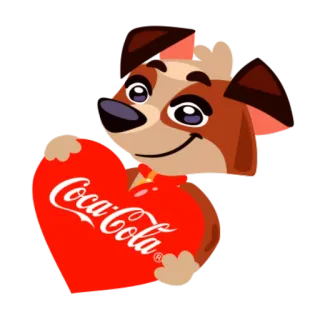 ❤️ 01d350b2 Coca-Cola chien, coca-cola, coeur, rouge, mignon, autocollant, dessin animé, marron telegram sticker
