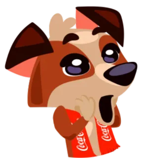 😱 e841901e chien, écharpe, coca cola, dessin animé, animal, joyeux telegram sticker