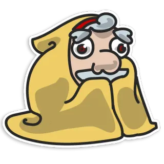 ☹ 607dee7b Мультфильм, Волшебник, Старик, В капюшоне, Грустный, Наклейка telegram sticker