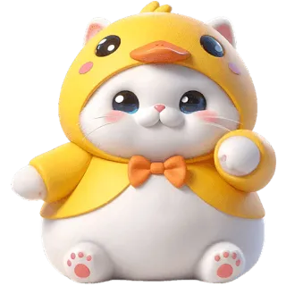 🫵 99f42ab2 cat, kitten, duck, cute, animal, yellow, cartoon telegram sticker