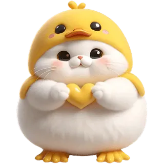 🫶 fd070f9a cat, duck, heart, cute, animal, cartoon, sticker telegram sticker