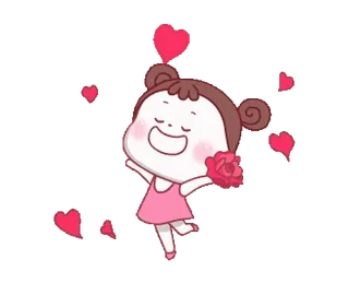 🥰 bc869503 Cartoon, Meisje, Harten, Liefde, Schattig, Roos, Dansen, Gelukkig telegram sticker