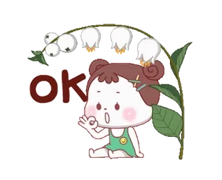 👌 f2fdb8f4 OK schattig, meisje, ok, illustratie, sticker, cartoon telegram sticker