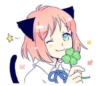 😉 cf184f4c Chica anime, Suerte, Trébol de cuatro hojas, Dibujos animados, Lindo, Kawaii telegram sticker