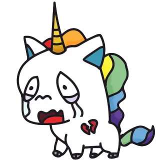 😰 77546723 ユニコーン, 泣く, 悲しい, 失恋, 漫画, ステッカー telegram sticker