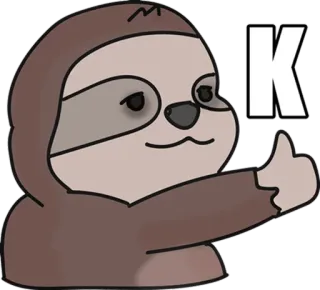 👍 7ee8e0d7 K ナマケモノ, 動物, いいね, OK, 文字K telegram sticker
