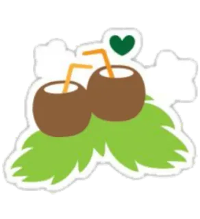 💑 451f141e มะพร้าว, เครื่องดื่ม, เขตร้อน, ใบไม้, หัวใจ telegram sticker