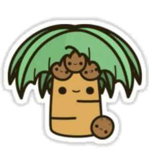 🌴 5f923c01 มะพร้าว, ต้นปาล์ม, คาวาอิ, น่ารัก, เขตร้อน, ฤดูร้อน, ชายหาด telegram sticker