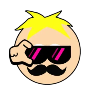 🌟 140cab60 эмодзи, персонаж, круто, солнцезащитные очки, усы, стиль whatsapp sticker