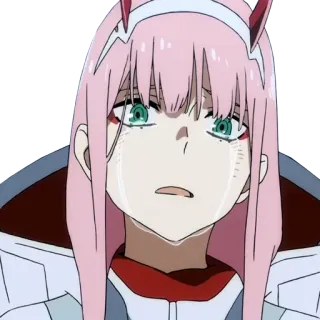 😭 1db7f799 Zero Two Darling in the Franxx anime, Zero Two, Darling in the Franxx, sad, crying, anime girl telegram sticker
