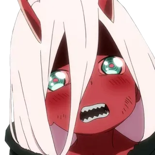 😭 1fc6aa0c Zero Two Darling in the Franxx anime, Zero Two, Darling in the Franxx, character, cartoon, girl, kawaii telegram sticker