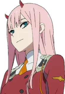 🙂 2e1e6c61 Zero Two Darling in the Franxx anime, zero two, darling in the franxx, pink hair, horns, anime girl telegram sticker