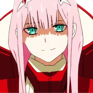 😅 41bec534 Zero Two Darling in the Franxx anime, Zero Two, Darling in the Franxx, pink hair, character telegram sticker