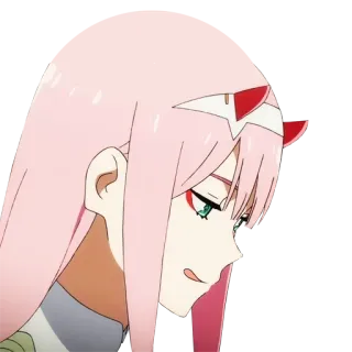 😋 590e6a76 Zero Two Darling in the Franxx anime, Zero Two, Darling in the Franxx, cartoon, character, pink hair telegram sticker