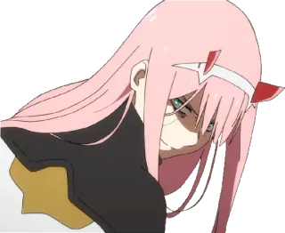 😠 92df781c Zero Two Darling in the Franxx anime, Zero Two, Darling in the Franxx, pink hair, character telegram sticker