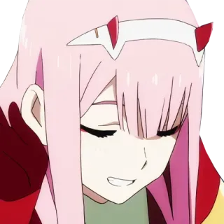 🙂 a4b250f0 Zero Two Darling in the Franxx anime, cartoon, darling in the franxx, zero two, pink hair, horns telegram sticker