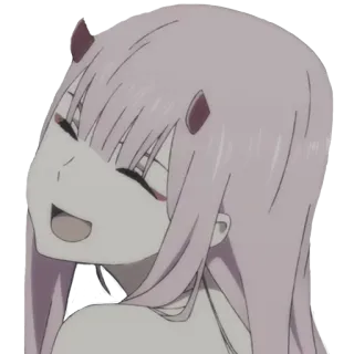 😄 d87ea604 Zero Two Darling in the Franxx anime, Zero Two, Darling in the Franxx, kawaii, pink hair, horns, cute telegram sticker