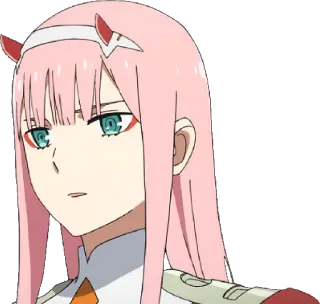 😐 daa462dc Zero Two Darling in the Franxx anime, darling in the franxx, zero two, character, pink hair, waifu telegram sticker