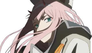 👀 e9bff27f Zero Two Darling in the Franxx anime, Zero Two, Darling in the Franxx, pink hair, anime girl, character, illustration telegram sticker