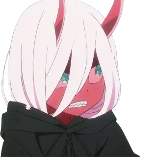 😠 edd091c8 Zero Two Darling in the Franxx anime, cartoon, character, cute, Zero Two telegram sticker