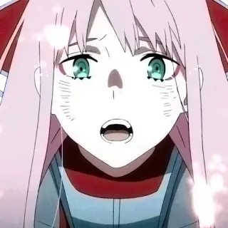 😧 f531a26f Zero Two Darling in the Franxx anime, zero two, darling in the franxx, sad, crying, manga telegram sticker