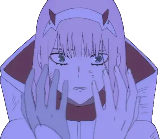 😨 f9a659ca Zero Two Darling in the Franxx anime, Zero Two, Darling in the Franxx, sad, crying, manga telegram sticker