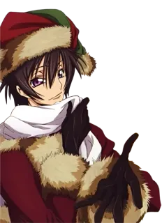 😏 d682bbca Lelouch Lamperouge Code Geass anime, postać, boże narodzenie, czapka telegram sticker