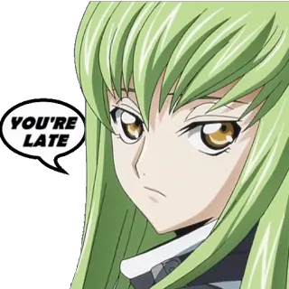 🕐 41da8799 C.C. Code Geass YOU'RE LATE Anime, C.C., Code Geass, Sei in ritardo, Espressione, Sticker telegram sticker