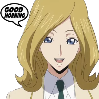 🛏 e9796ae5 GOOD MORNING buongiorno, saluto, anime, capelli biondi, allegro telegram sticker