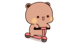 🐾 2521cba1 ours, trottinette, mignon, dessin animé, animal, kawaii telegram sticker