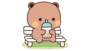 🐾 4121ca5a ours, mignon, animal, bubble tea, assis, kawaii telegram sticker