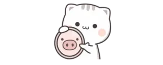 👑 83514aae chat, cochon, animal, mignon, dessin animé, autocollant telegram sticker